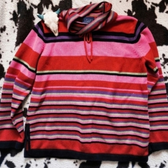 Liz Claiborne Sweaters - "CRAZY HORSE" WOMEN'S 90'S COWL NECK SWEATER- MULTI